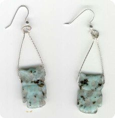 boucles oreilles en Jaspe s&eacute;same et fil d'argent