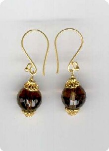 boucles oreilles en Quartz fum&eacute; et vermeil