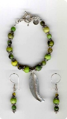 parure en Chrysoprase et argent Thai