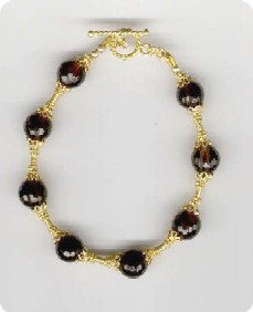 bracelet en Quartz fum&eacute; et vermeil