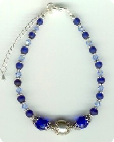 bracelet en cristal de Swarovski,  cristal de Boheme  et argent de Bali
