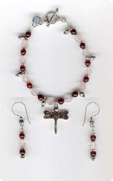 parure en Quartz rose, Grenat et argent de Bali