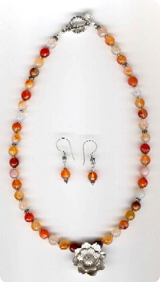 collier en Cornaline et argent Thai