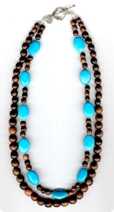 collier double en Turquoise et Ebene