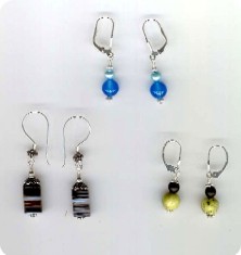 Boucles d'oreilles (Aventurine bleue, Sardonyx, Turquoise  jaune)