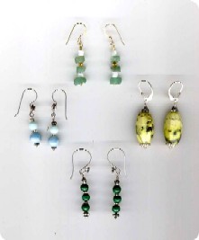 Boucles d'oreilles (Amazonite, Turquoise jaune, Malachite)
