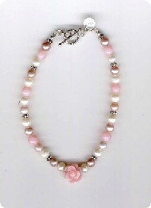 Bracelet en Opale rose du P�rou et perles de culture