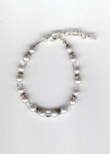 Bracelet contemporain en cristal, perles de culture et argent