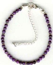 Bracelet fin en Sugilite d'Afrique du Sud et argent