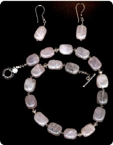 Parure en Quartz rose et argent de Bali