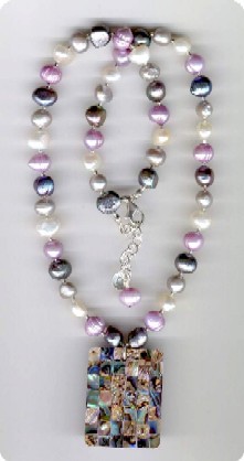 Collier en perles de culture et Abalone