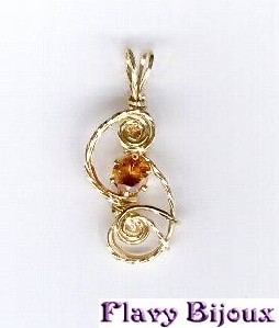 citrine de 6 mm sertie