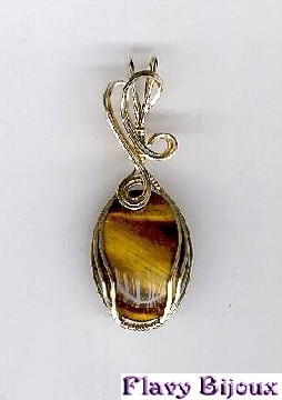 cabochon oeil de tigre serti